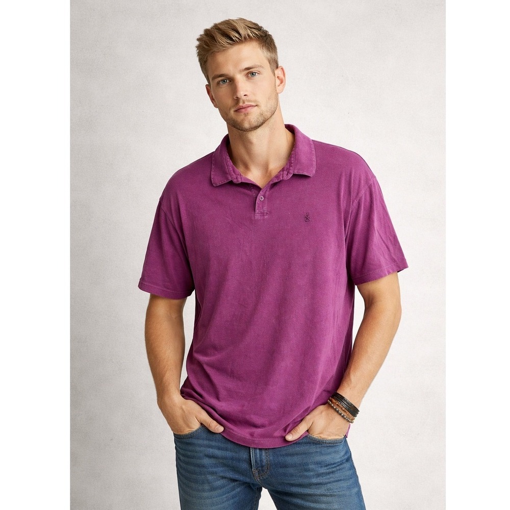 John‎ Varvatos USA Mens XXL Purple Cotton Polo Short Sleeves Shirt